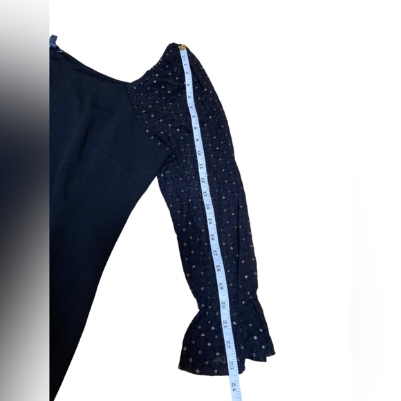 Lily Rose women’s junior plus size long black bodycon dress w/sheer poet sleeves - Picture 8 of 12